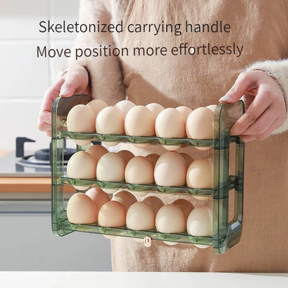 Kitchen Large Capacity Egg Fridge Storage Box - Portable Multi-Layer Egg Tray Organizer, Convenient Opening/Closing Egg Holder