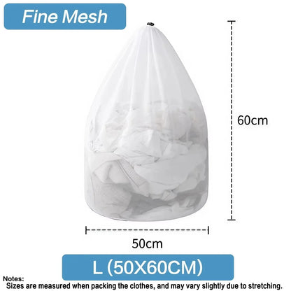1PC Drawstring Laundry Bag Large Capacity 4 Size Fine Mesh Coarse Mesh Wash Bag For Clothes Jeans Blankets Durable Washing Net