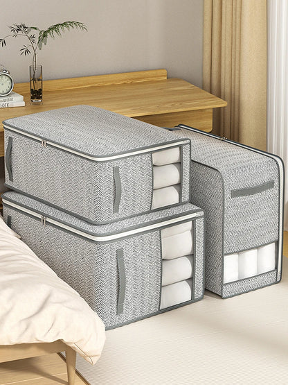 1PC gray clothes storage bag, quilt storage bag, wardrobe clothes sorting bag, with window storage bag, waterproof storage bag,