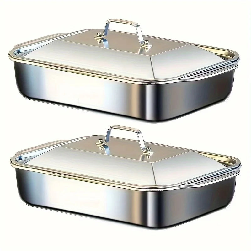 Deep Baking Sheet Stainless Steel Roasting Pan Non-Stick Grilling Trays Oven Accessories Baking Tools Kitchen Accessories
