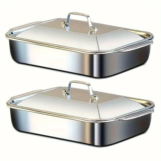 Deep Baking Sheet Stainless Steel Roasting Pan Non-Stick Grilling Trays Oven Accessories Baking Tools Kitchen Accessories