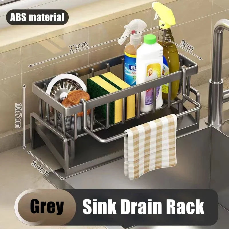 1pcs Kitchen Sink Drain Rack Organizer Plastic Self-draining Sink Shelf Soap Sponge Holder Dishcloth Towel Rack Filter Basket