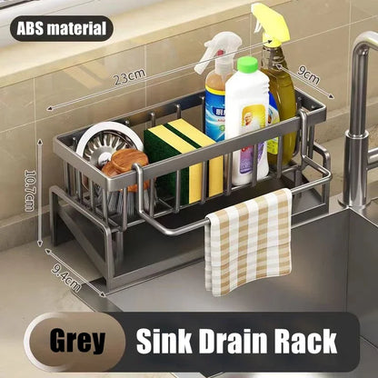 1pcs Kitchen Sink Drain Rack Organizer Plastic Self-draining Sink Shelf Soap Sponge Holder Dishcloth Towel Rack Filter Basket