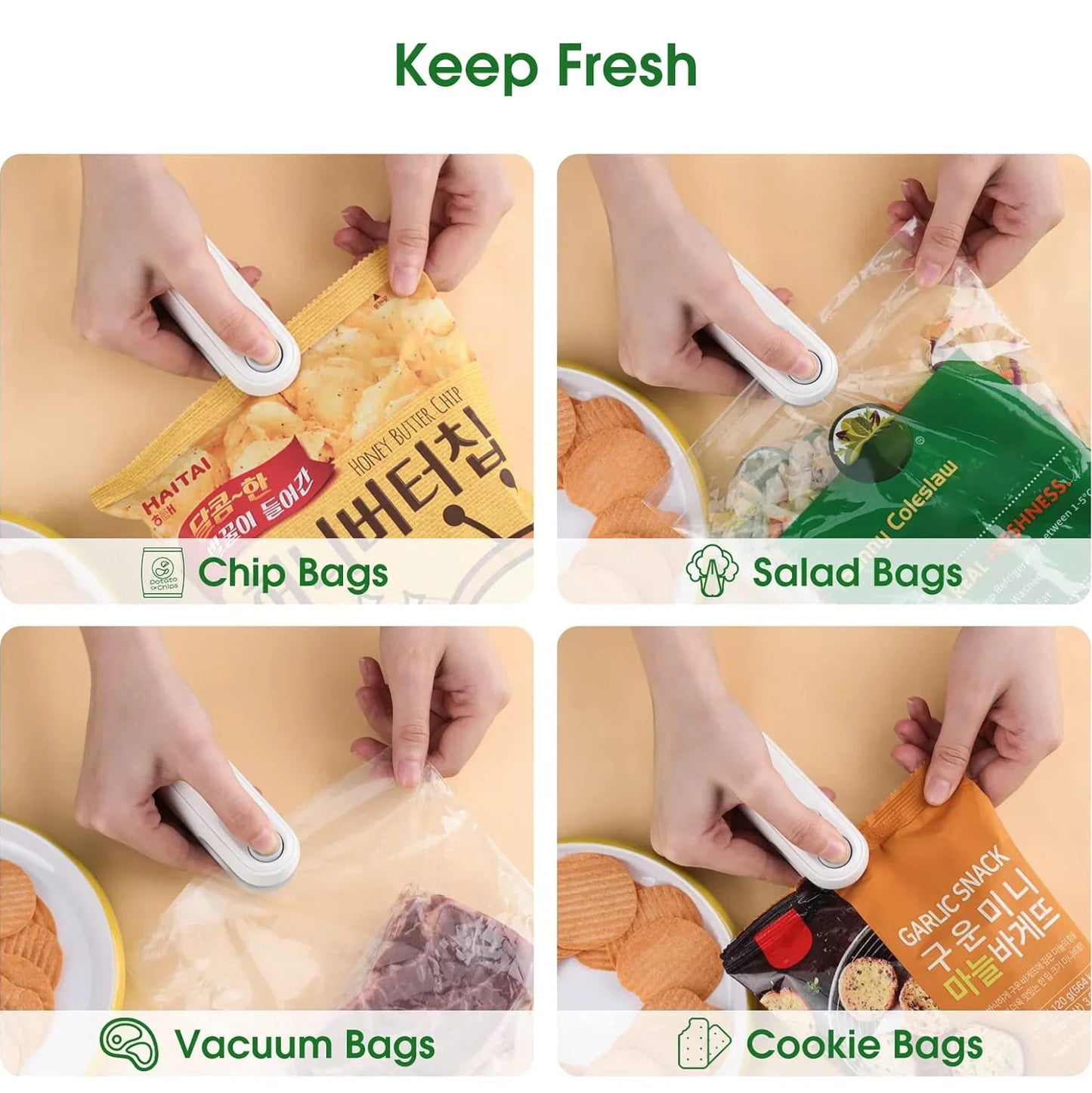 Mini Portable Sealing Machine, 2-in-1 Snack Household Rechargeable Sealing Machine, Vacuum Preservation Sealing Machine