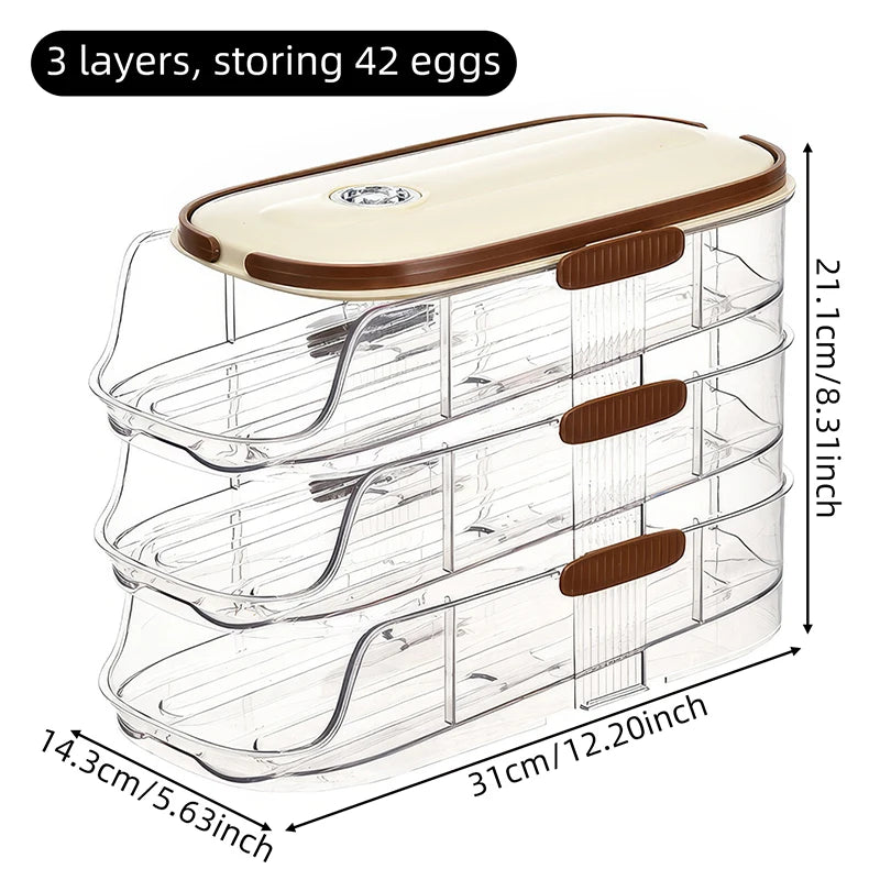 Large Egg shelf Holder for Fridge  Egg Organizer Clear Plastic Egg Container Stackable Egg Dispenser and Storage Bin