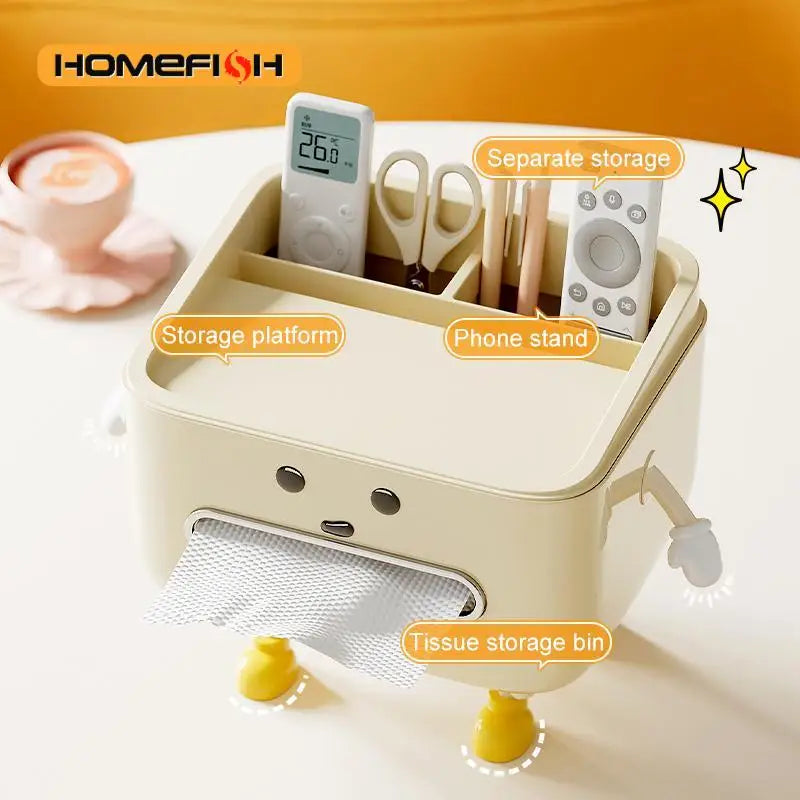 Back To School Paper Towel Box Household Living Room Bedroom Bedside Multi-function Student Dorm Desktop Organizer Box