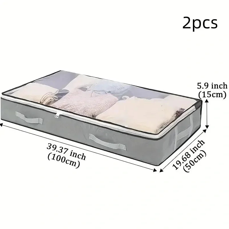 1pc/2pcs/3pcs Dustproof Under Bed Storage Box with Reinforced Handles for Comforter Blanket  Pillow and Toys Bedroom Accessories