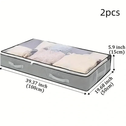 1pc/2pcs/3pcs Dustproof Under Bed Storage Box with Reinforced Handles for Comforter Blanket  Pillow and Toys Bedroom Accessories