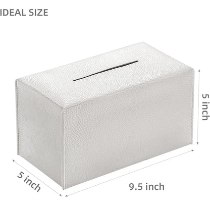 Tissue Box Cover Refined PU Leather Foldable Tissue Box Holder - Decorative Holder/Organizer for Bathroom Vanity Countertop