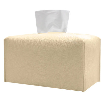 Tissue Box Cover Refined PU Leather Foldable Tissue Box Holder - Decorative Holder/Organizer for Bathroom Vanity Countertop