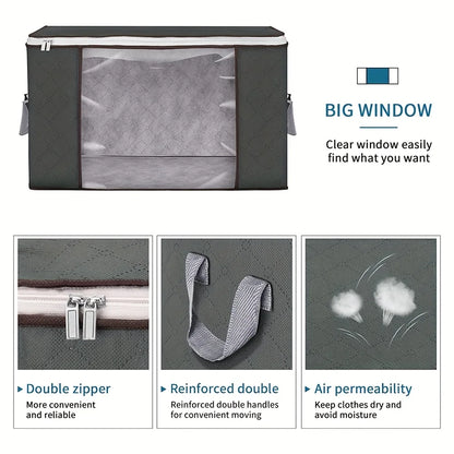 4/6/8pcs Durable Storage Bags with Handles - Foldable Closet Organizer for Clothing, Blankets, Comforters, Bed Sheets, Pillows