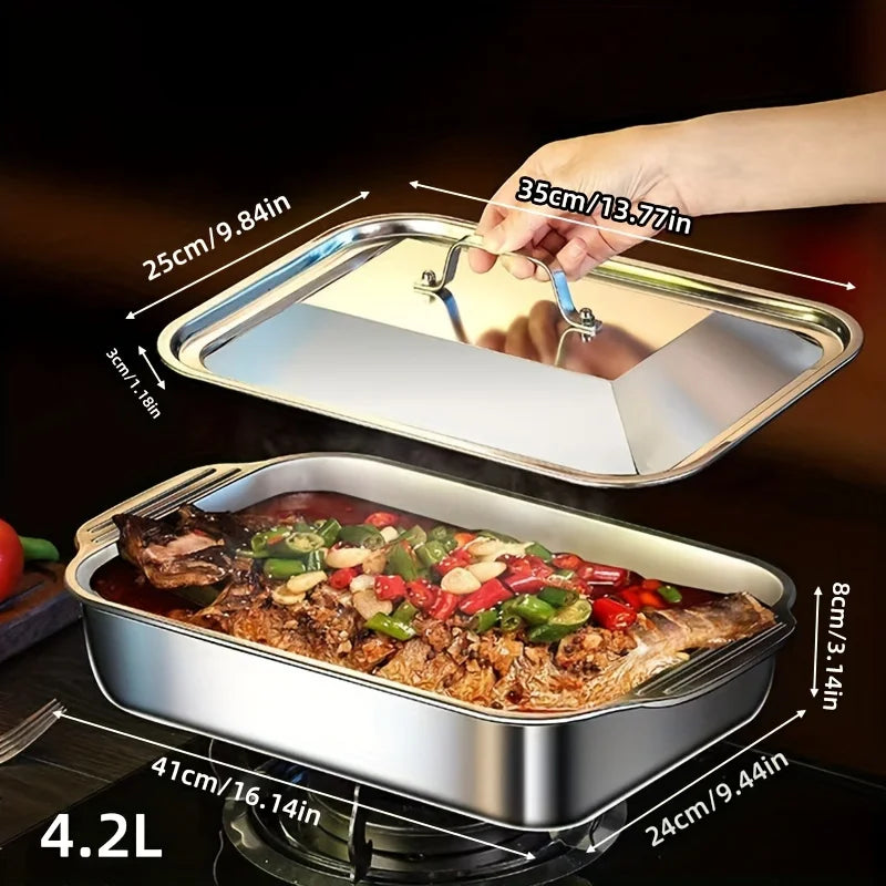 Deep Baking Sheet Stainless Steel Roasting Pan Non-Stick Grilling Trays Oven Accessories Baking Tools Kitchen Accessories