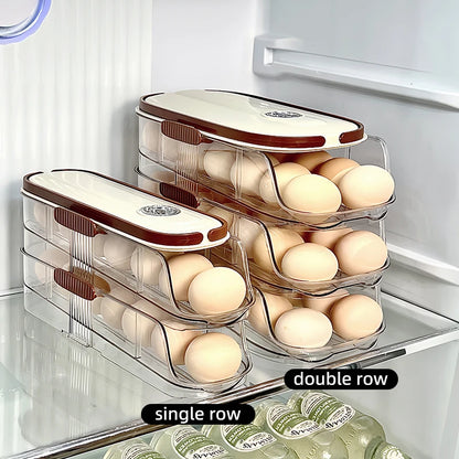 Large Egg shelf Holder for Fridge  Egg Organizer Clear Plastic Egg Container Stackable Egg Dispenser and Storage Bin