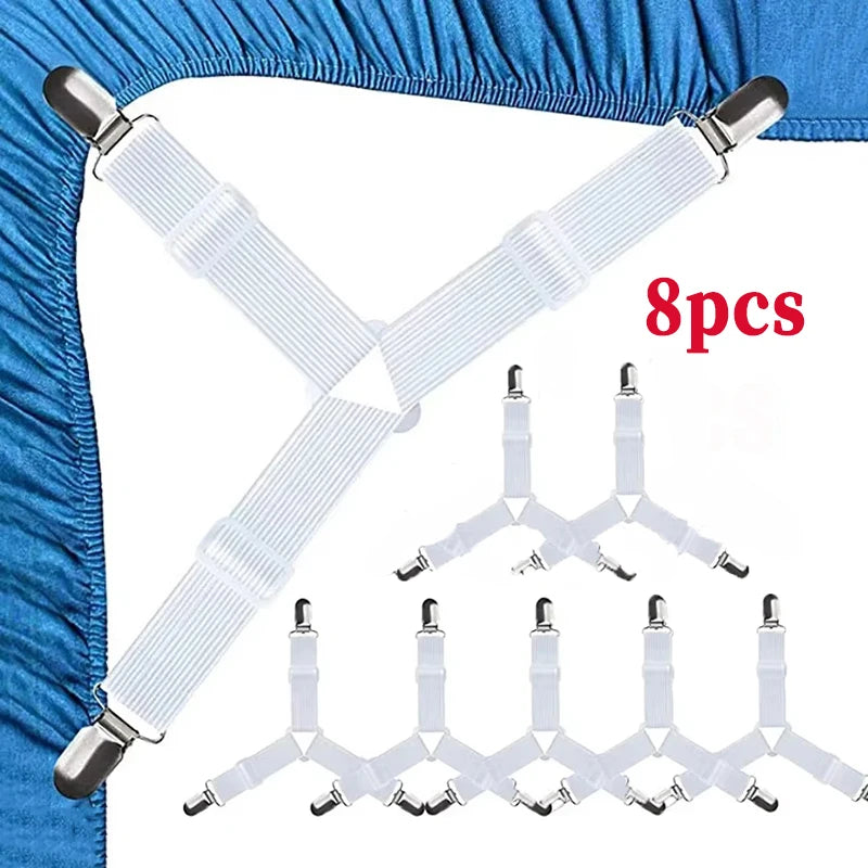Triangle Bed Sheet Holders Fitted Sheet Clips Adjustable Sheet Suspenders Mattress Gripper Clips for Bed Mattress Cover