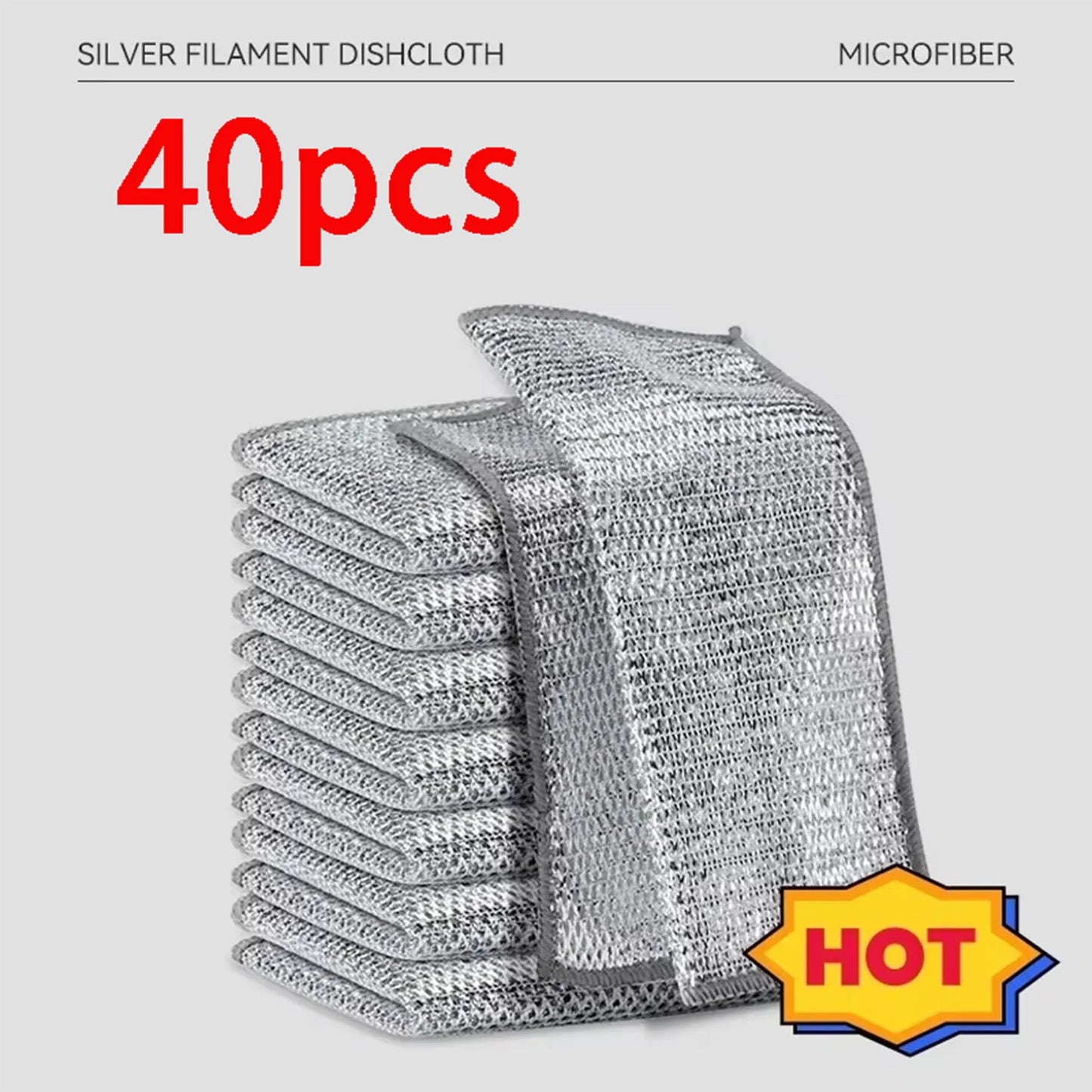 20pcs Single Double-sided Silver Wire Wipes Household Kitchen Stovetop Dishwashing Non-stick Cleaning Cloth Wire Dish Cloth
