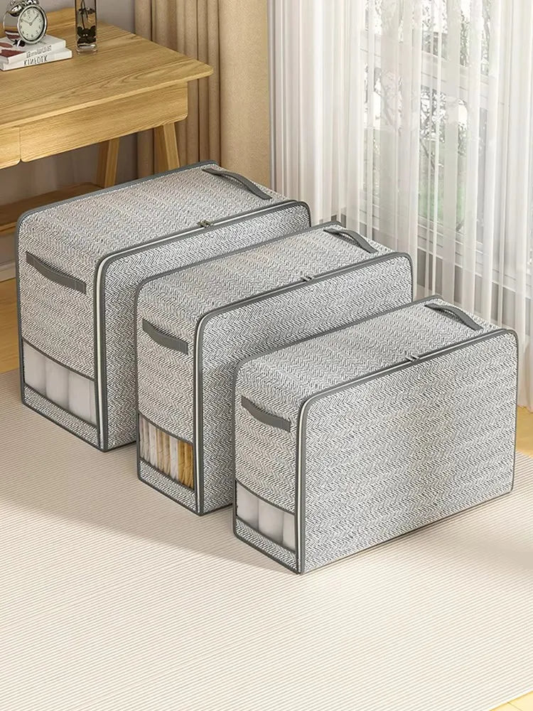 S/M/L 1pc gray clothes storage bag quilt storage bag wardrobe clothes sorting bag with window storage bag waterproof storage bag