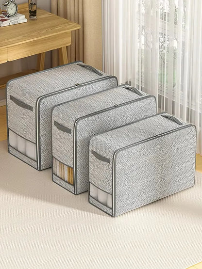 S/M/L 1pc gray clothes storage bag quilt storage bag wardrobe clothes sorting bag with window storage bag waterproof storage bag