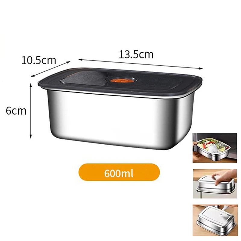304 Stainless Steel Leak-proof Lunch Box with Lid Bento Box for Outdoor Camping Refrigerator & Freezer Storage Sealed Container