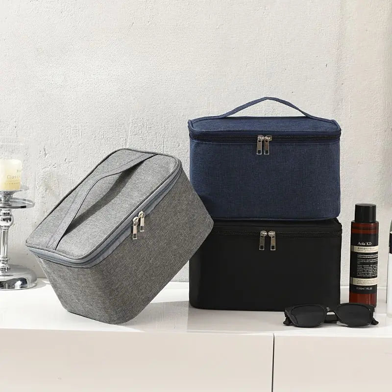 Square Business Travel Toiletry Bag Double-layer Large Capacity Makeup Bag Oxford Cloth Storage Bag Portable Handbag
