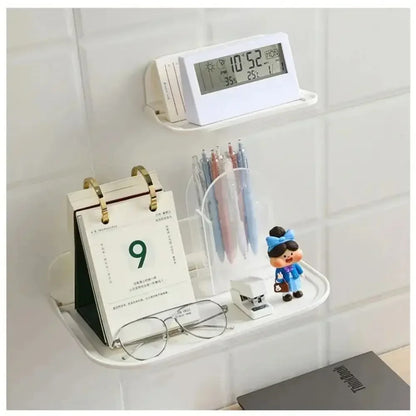 Folding Wall Mounted Shelf Saving Space Foldable Storage Rack Punch-Free Phone Holder Wifi Router Storage Tray BathroomOrganizer