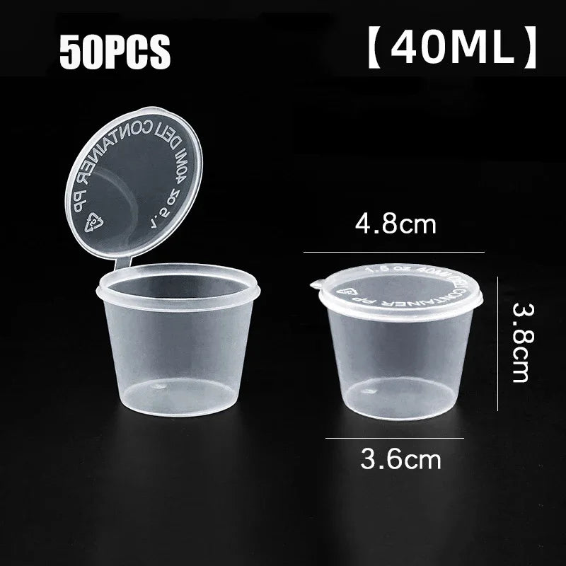 50Pcs Plastic Sauce Jars With Lids Food Sauce Cup Disposable Leak-Proof Packaging Containers Salad Dressings Seasoning