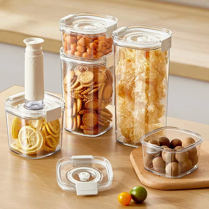 Plastic Vacuum Sealed Tank Electric Coffee Vacuum Container Kitchen Food Grains Candy Storage Box Fresh-keeping Tea Canister