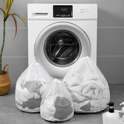 1PC Drawstring Laundry Bag Large Capacity 4 Size Fine Mesh Coarse Mesh Wash Bag For Clothes Jeans Blankets Durable Washing Net