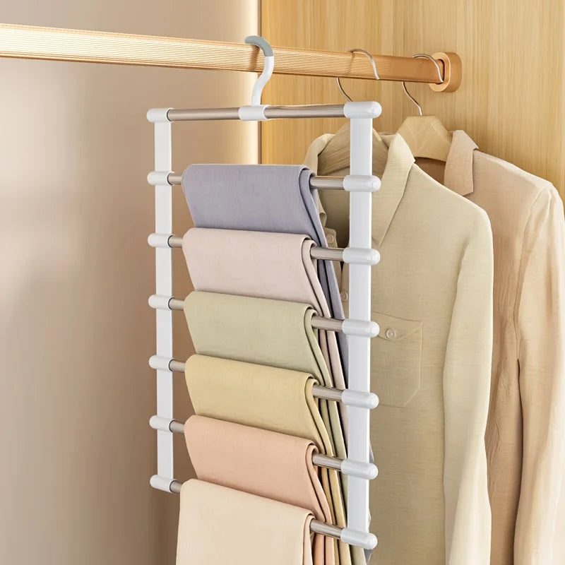Multi functional pants rack, cloud ladder hanging, folding pants rack, stainless steel pants clip, multi-layer seamless storage