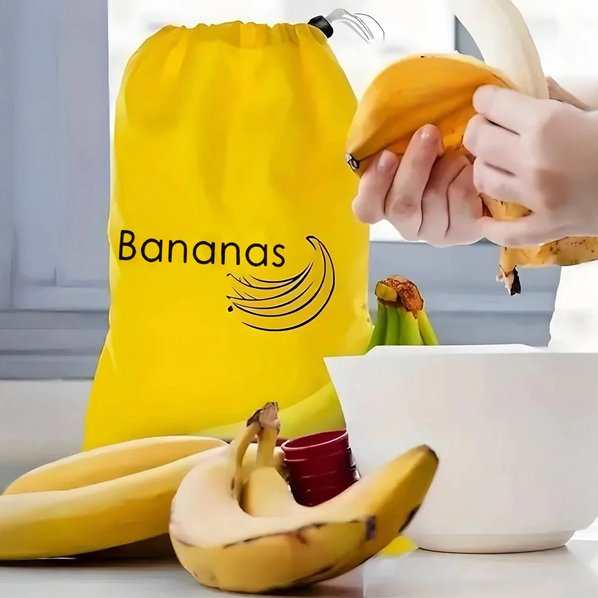 1/2/3/5Pcs Durable Yellow Banana Storage Bags Insulated Fruit Vegetable Fresh-keep Bundle Pocket Drawstring Banana Preserve Bag