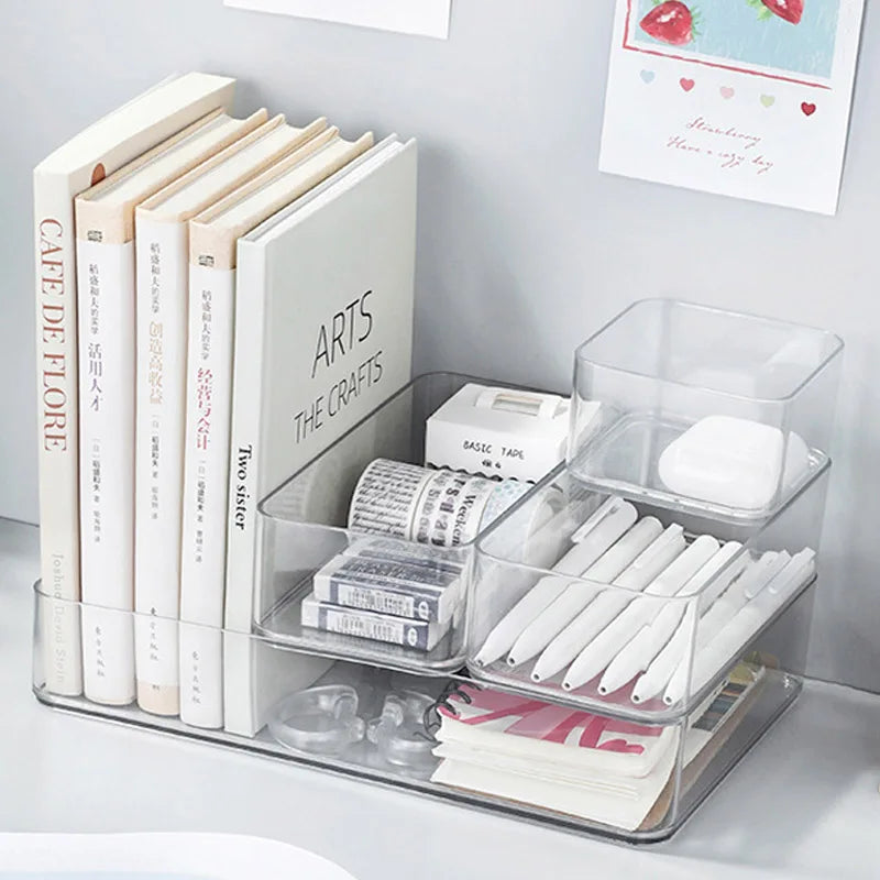 Clear Drawer Organizer Boxes Transparent Plastic Storage Bins Bedroom Dresser Office Storage Box for Makeup Jewelries Gadgets