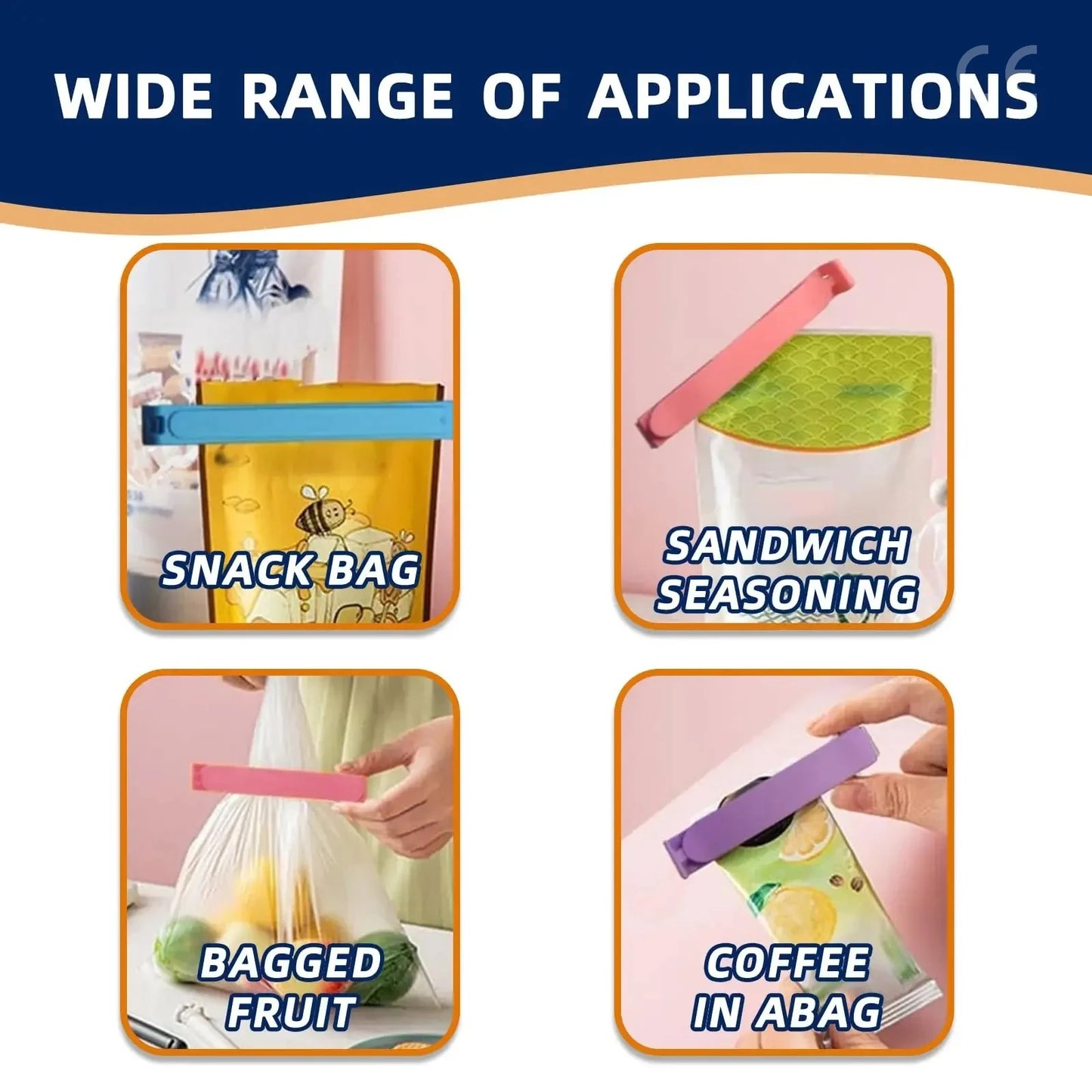 12Pcs Airtight Food Bag Clips Reusable Leakproof Plastic Sealer for Snacks, Chips, Cereal | Dishwasher Safe Kitchen Accessories