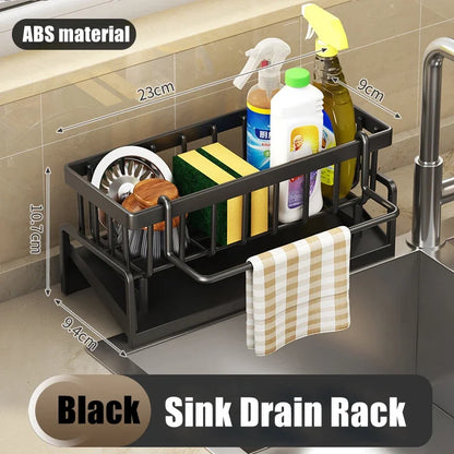 1pcs Kitchen Sink Drain Rack Organizer Plastic Self-draining Sink Shelf Soap Sponge Holder Dishcloth Towel Rack Filter Basket