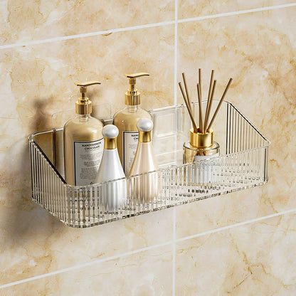 Corner Wall Mounted Cosmetics Storage Rack Plastic No Hole Required Organizer for Bathroom Accessories