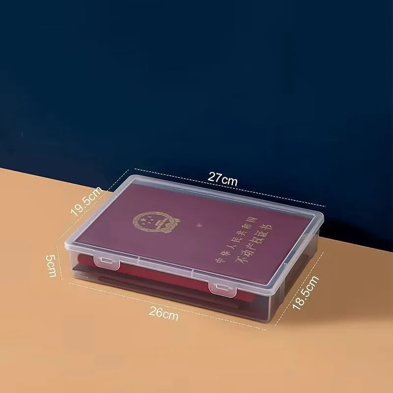 1Pc Transparent Storage Container Plastic Dustproof Box Stationery Jewelry Portable Large Capacity A4 A5 File Organizer Supplies