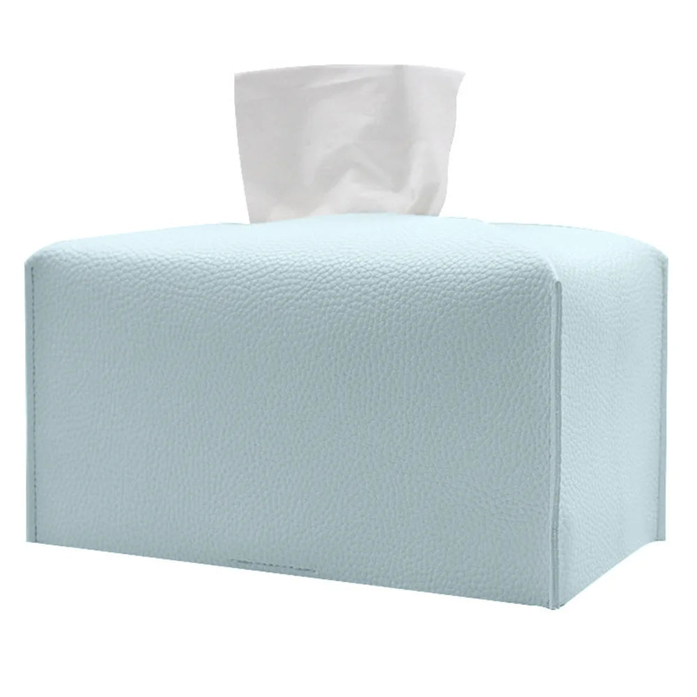 Tissue Box Cover Refined PU Leather Foldable Tissue Box Holder - Decorative Holder/Organizer for Bathroom Vanity Countertop