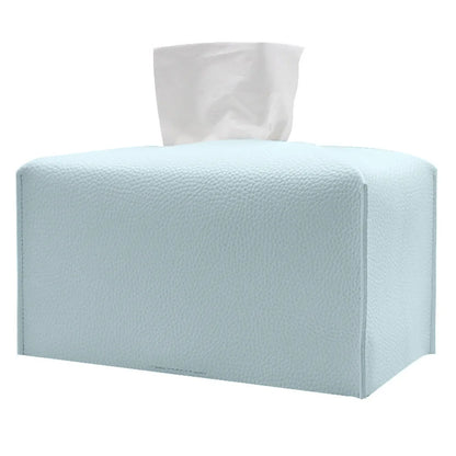 Tissue Box Cover Refined PU Leather Foldable Tissue Box Holder - Decorative Holder/Organizer for Bathroom Vanity Countertop