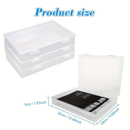 1Pc Transparent Storage Container Plastic Dustproof Box Stationery Jewelry Portable Large Capacity A4 A5 File Organizer Supplies