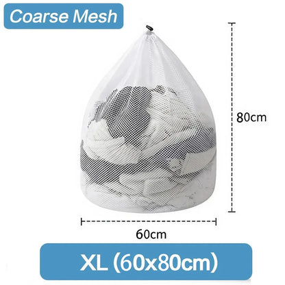 1PC Drawstring Laundry Bag Large Capacity 4 Size Fine Mesh Coarse Mesh Wash Bag For Clothes Jeans Blankets Durable Washing Net