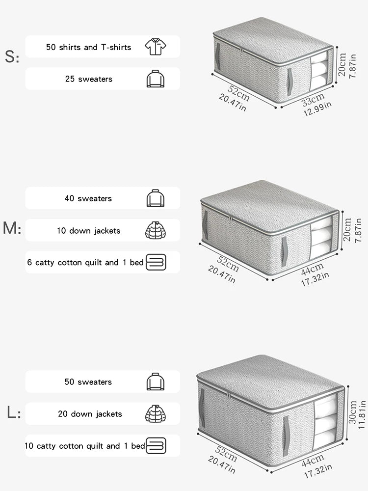 1PC gray clothes storage bag, quilt storage bag, wardrobe clothes sorting bag, with window storage bag, waterproof storage bag,