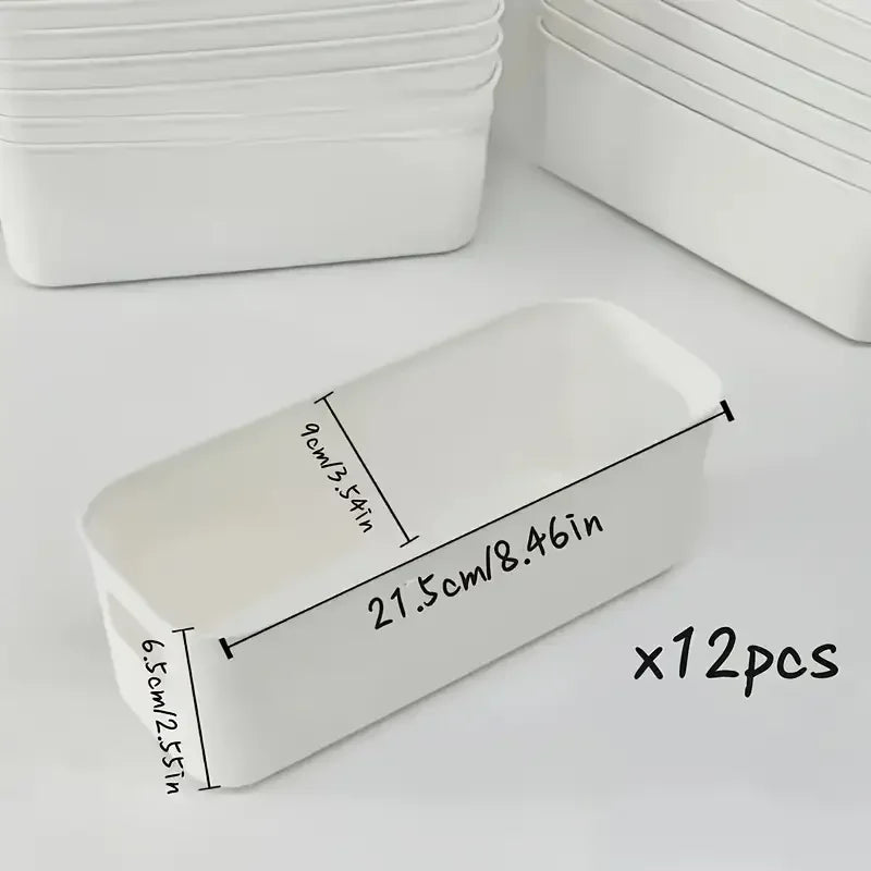 6pcs Stackable Storage Bins Versatile Organizer Set Office,Home,Closet Durable Containers Stationery,Cosmetics,Socks,Underwear