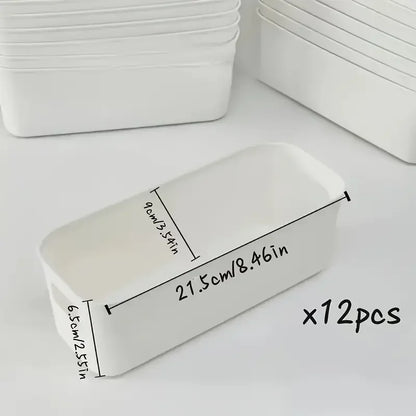 6pcs Stackable Storage Bins Versatile Organizer Set Office,Home,Closet Durable Containers Stationery,Cosmetics,Socks,Underwear