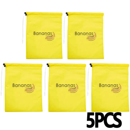 1/2/3/5Pcs Durable Yellow Banana Storage Bags Insulated Fruit Vegetable Fresh-keep Bundle Pocket Drawstring Banana Preserve Bag