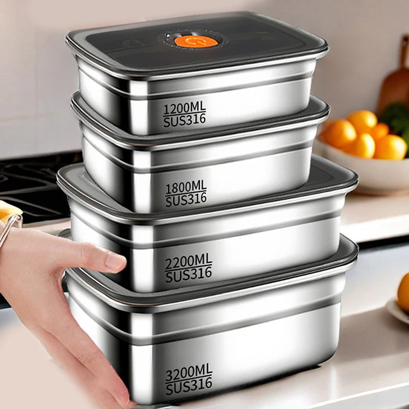 304 Stainless Steel Leak-proof Lunch Box with Lid Bento Box for Outdoor Camping Refrigerator & Freezer Storage Sealed Container