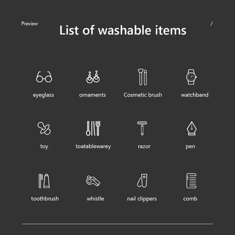 Plastic Vibration Wash Cleaner Multipurpose Ultrasonic Jewelry Cleaner Portable Electric Simple Operation for Everyday Objects