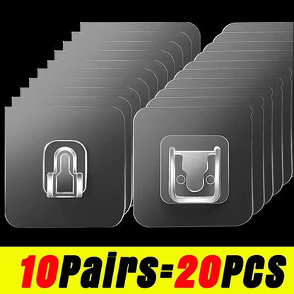 Double-Sided Self Adhesive Wall Hooks Strong Sticky Transparent Traceless Kitchen Bedroom Wall Hook Storage Holders Wholesale