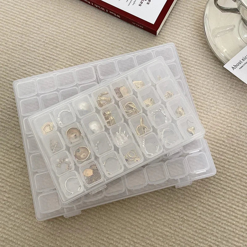1PC 28/56 Transparent Jewelry Box Dust-Proof Earring Necklace Multi-Compartment Storage Box Hand Ring Delicate Jewelry Box