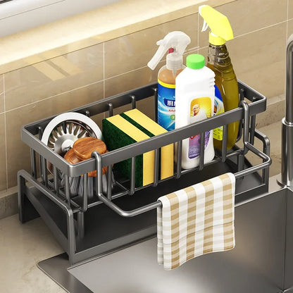 1pcs Kitchen Sink Drain Rack Organizer Plastic Self-draining Sink Shelf Soap Sponge Holder Dishcloth Towel Rack Filter Basket