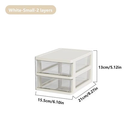 2-6 Layers small Desktop Storage Box with Drawer Heightened Table Organizer Plastic Office storage cabinet  for home Stationery