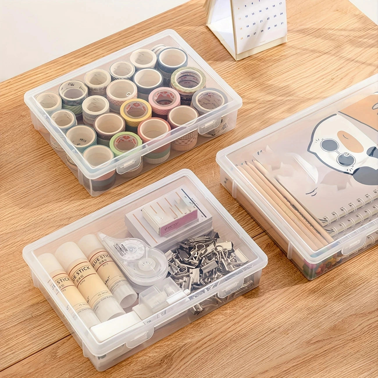 1Pc Transparent Storage Container Plastic Dustproof Box Stationery Jewelry Portable Large Capacity A4 A5 File Organizer Supplies