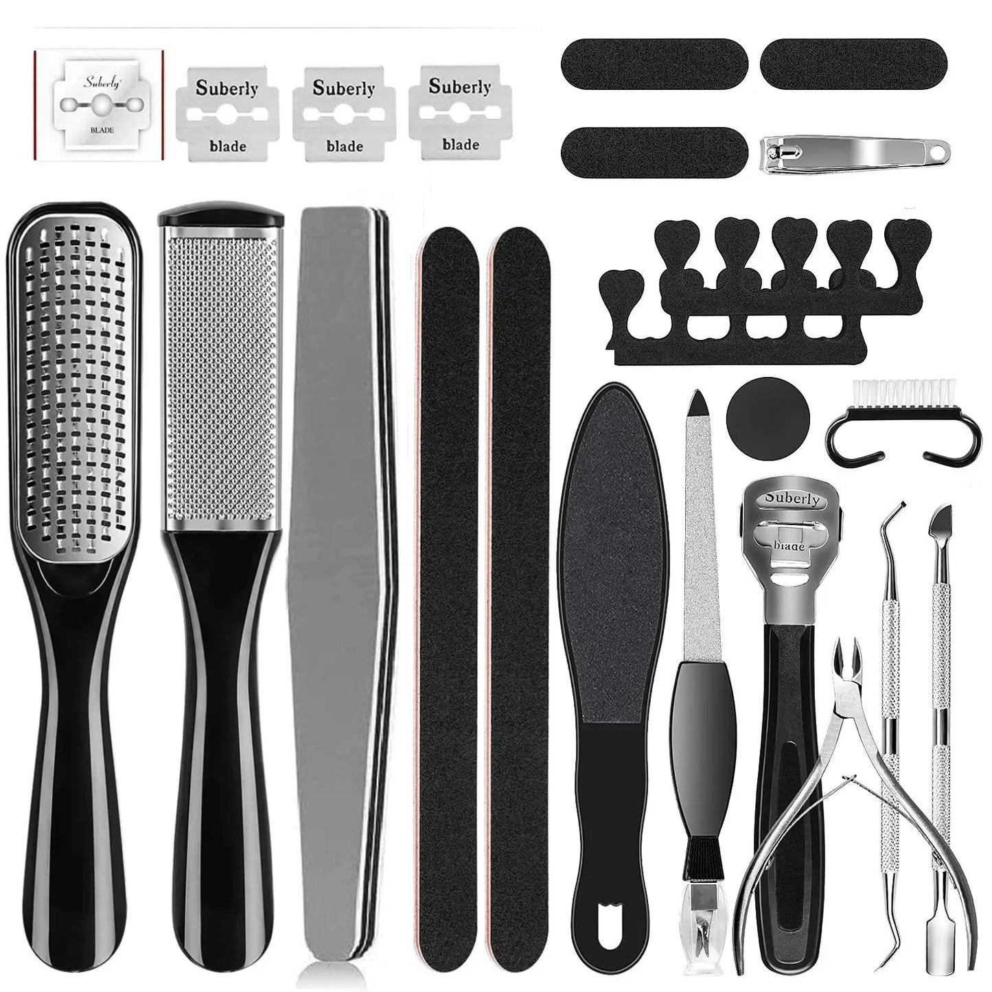 Pedicure Kit 8/10/23 in 1 Stainless Steel Professional Pedicure Tools Set Foot Rasp Peel Callus Dead Skin Remover